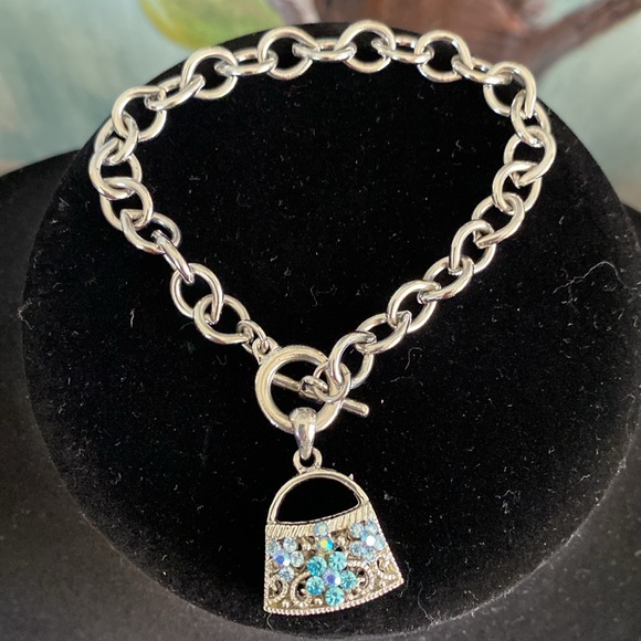 SUPER CUTE 🩶SILVER-TONE & BLUE🩵 BRACELET FASHION JEWELRY 🌟EUC🌟 - Picture 5 of 7